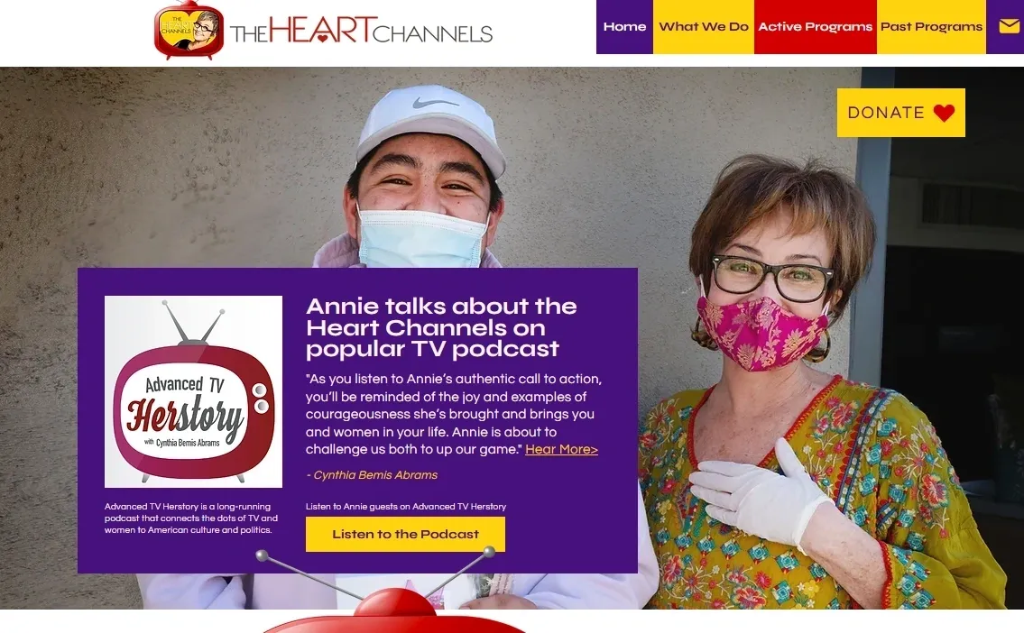 Podcast promotion with two people smiling