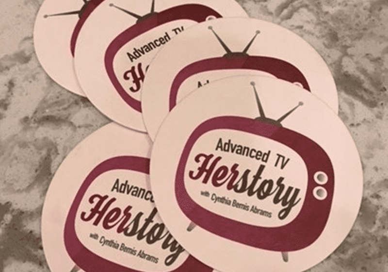 Stack of Herstory retro TV stickers