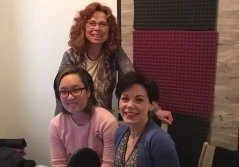 Group of women in podcast studio