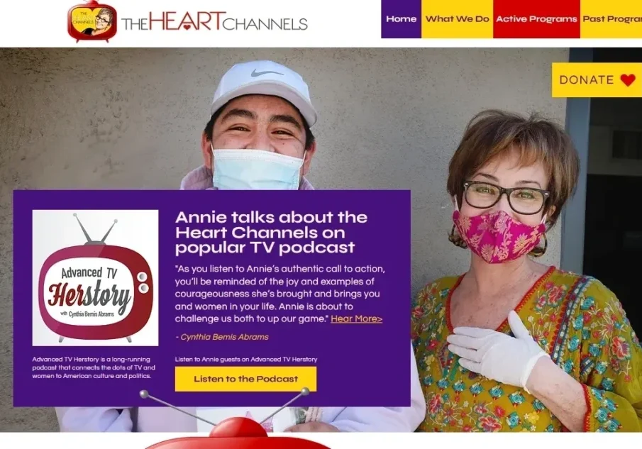 Podcast promotion with two people smiling