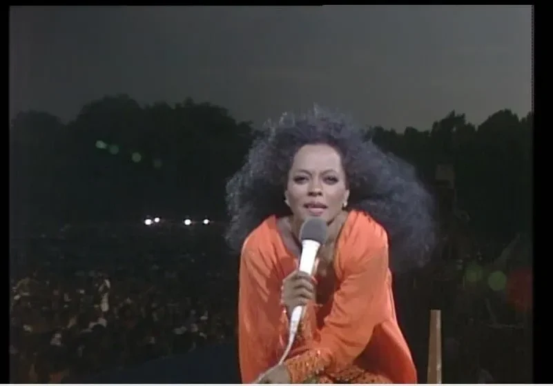 Outdoor concert with female performer